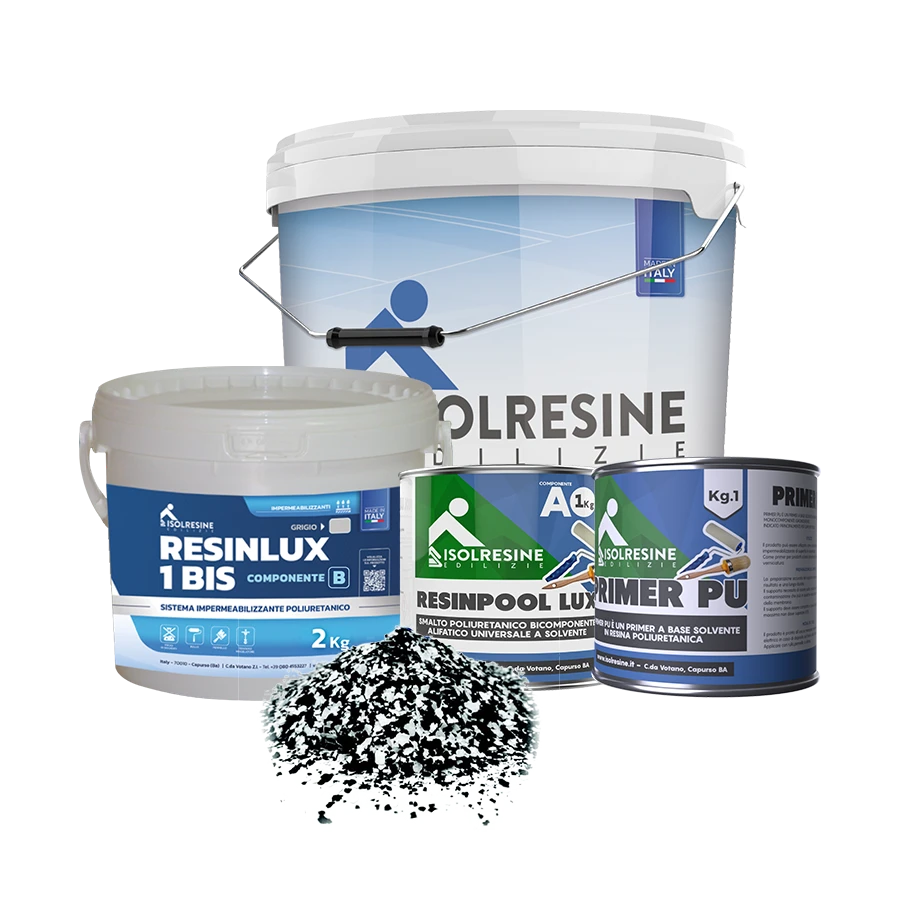 Soluzioni per impermeabilizzazione: Resinlux 1 e 1Bis + Color Slivers