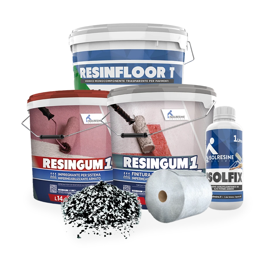 Soluzioni per impermeabilizzazione: Resingum 1 e 1Bis + Color Slivers